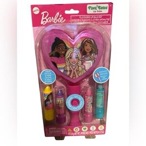 Barbie Pink Heart Lip Balm and Light Up Mirror Set NWT